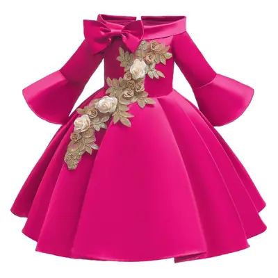 Pink Flared Sleeve Dress for Girls Evening Wear