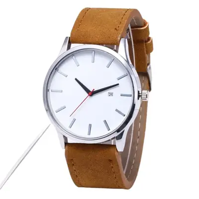Men's Quartz Watch Matte Belt Large Dial White