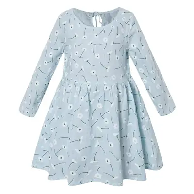 Pink Floral Long Sleeve Girls Dress Korean Style