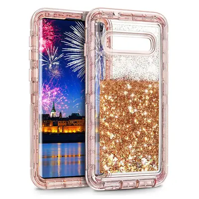 Samsung S25 S24 S10 Plus Anti-Fall Cover with Liquid Quicksand Design
