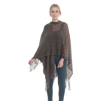 Women's Maroon Tassel Shawl Large Medium Long Jacket