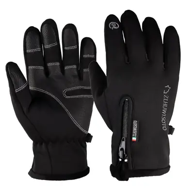 Men's Black Waterproof Windproof Riding Gloves Full Finger