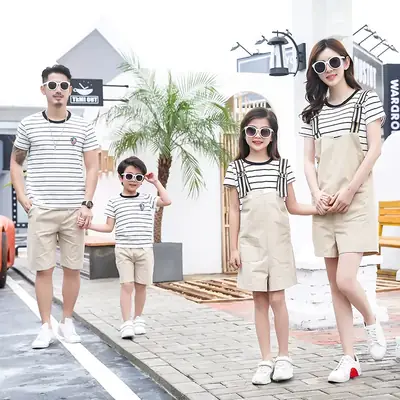 Family 3-Person Striped Shorts Set Summer 2023