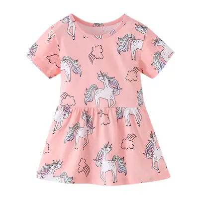 Pink Unicorn Cartoon Princess Dress for Girls