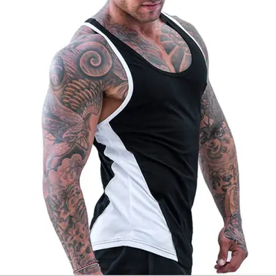 Sports Men's Black Contrast Vest for Gym & Workout