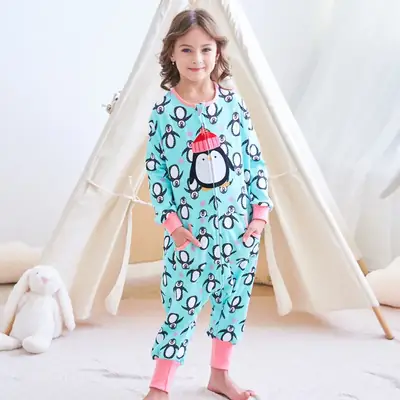 Cute Penguin Baby Sleeping Bag Cotton Light Blue