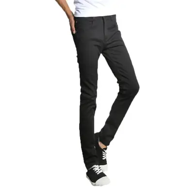 Black Slim Fit Jeans for Men Spring Autumn Casual Wear