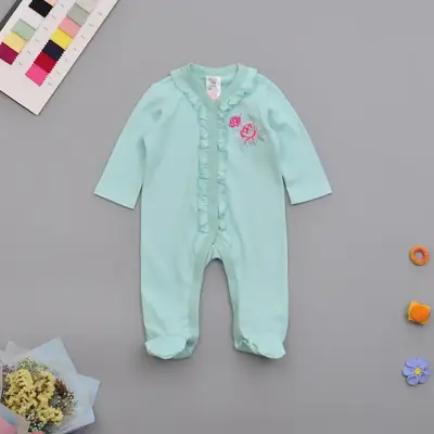Baby's Cotton Crossbody Romper Mint Green Newborn