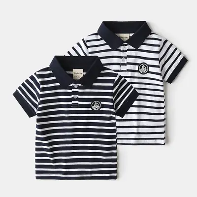 Boys Striped Polo T-Shirt 2025 Summer