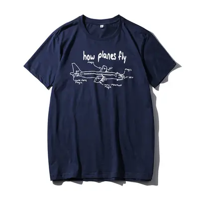 Men Women Grey T-Shirt How to Fly Plane Graphic