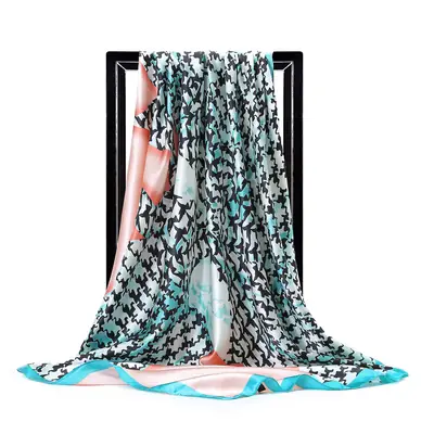 Gaohe 90CM Angel Pattern Silk Scarf European Muslim Headscarf