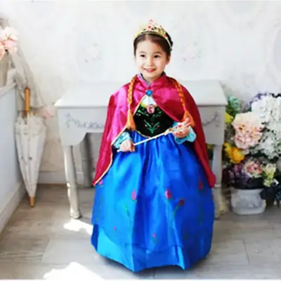Anna Princess Holiday Dress Pink Blue Shawl Set