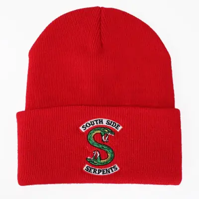 River Valley Knitted Woolen Hat with South Side Serpents Embroidery
