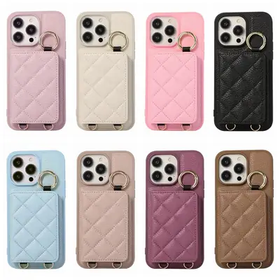iPhone 17 Pro Max Lychee Leather Card Holder Case