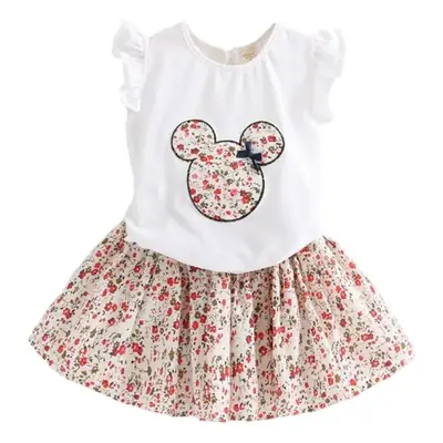 2024 Korean Style Girls Cartoon Floral Skirts & Tops Set