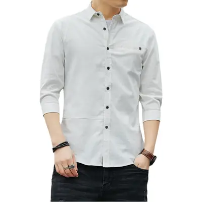 Men's Light Blue 7-Piece Button Shirt Slim Fit