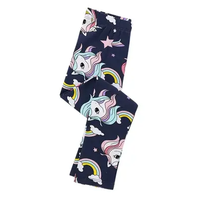 Girls Cotton Anti-Mosquito Pants Blue Dinosaur Print