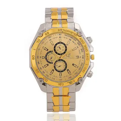 Stainless Steel Chronograph Watch with Blue Dial for Women