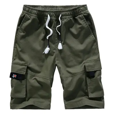 Men Black Cotton Cargo Shorts Large Cross-Border Multi-Pocket