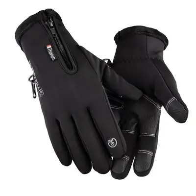 Men Winter Waterproof Gloves with Zipper & Touchscreen