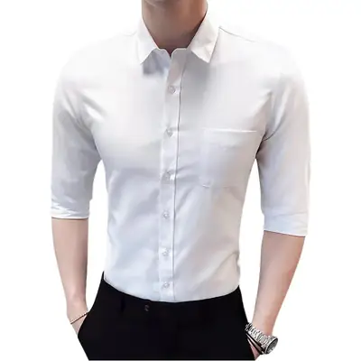 Men's Light Blue Cotton Sleeve Shirt Casual Fit