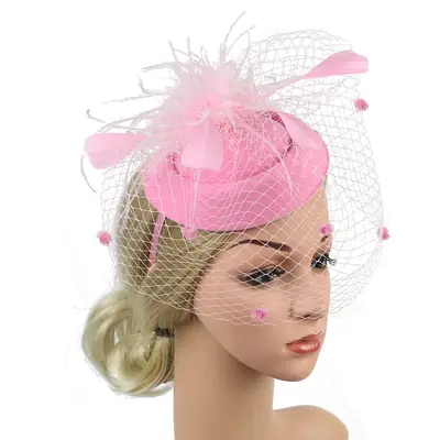 Bridal Feather Hairband with Net Mask for Women