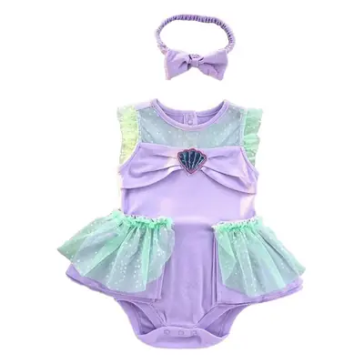 Mermaid Princess Baby Suit Purple Green Short Sleeve