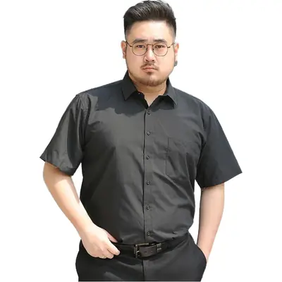 Men's Black Short Sleeve Button Shirt S-8XL Plus Size