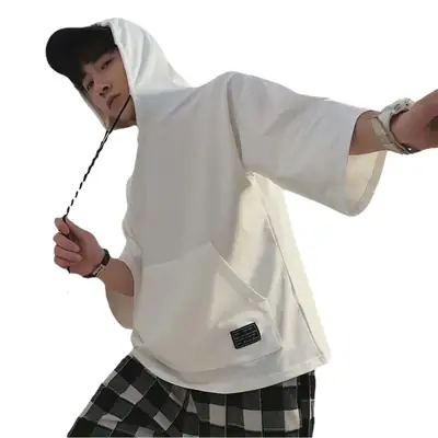Men Hooded Hoodie Black Hip Hop Style