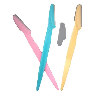 Mini Eyebrow Shaving Knife Set Pink Blue Yellow