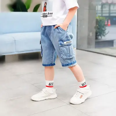 Kids Denim Shorts 2025 Summer Boys Cotton Mid-Length