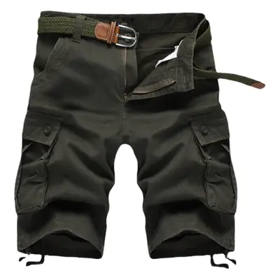 Men's Tan Multi-Pocket Shorts Loose Fit
