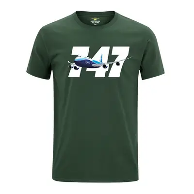 Men's 347 Airplane Graphic T-Shirt Brown Pure Cotton