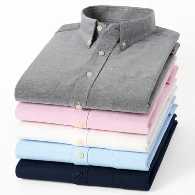 Men's Grey Oxford Button Shirt Long Sleeve