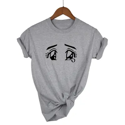 Gray T-Shirt with Grievance Eyes Print
