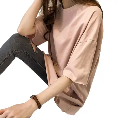 Women Loose Fitting Candy T-Shirt Short Sleeve Korean Style
