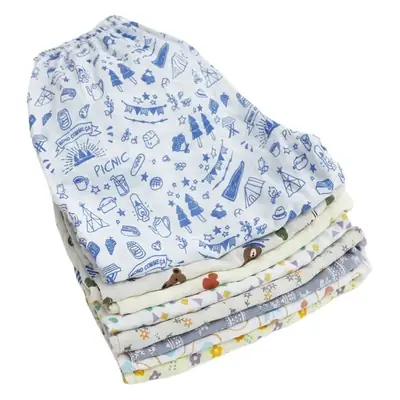 Anti-Mosquito Pants for Kids Blue Floral Cotton Summer