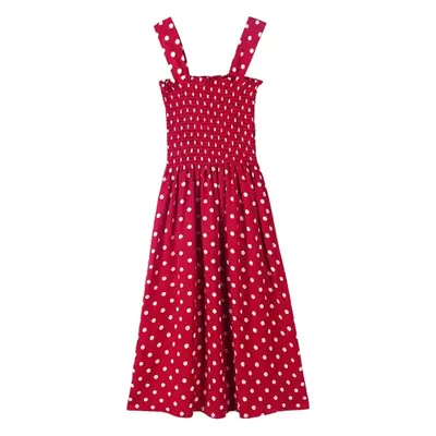 Red Polka Dot One Shoulder Suspender Skirt Dress
