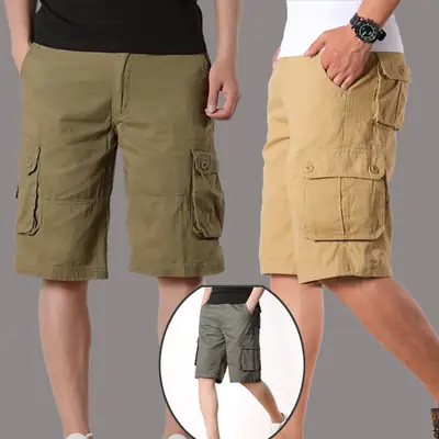 Men Cargo Shorts 5 Pockets Tan