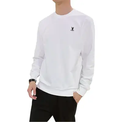 Men Black Playboy Crew Sweatshirt Long Sleeve