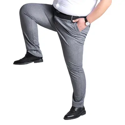 Plus Size Grey Straight Pants for Men, 3 Color Options