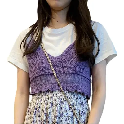 Korean Hook Pattern French Sling Vest Cotton Linen Vest