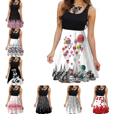 Sleeveless Floral Print Summer Dress for Women