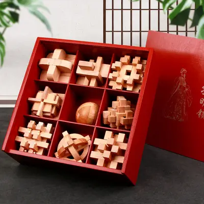 Wooden Kongming Lock Toy for Kids Educational Building Blocks