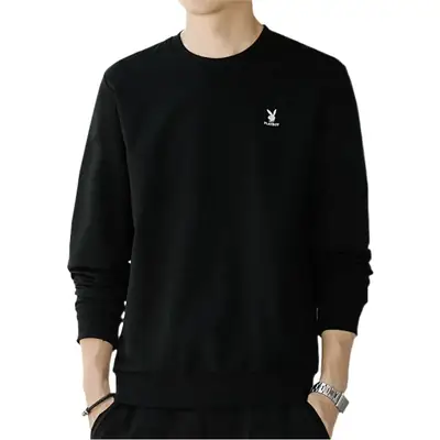 Men Blue Round Neck Long Sleeve Pullover Sweater