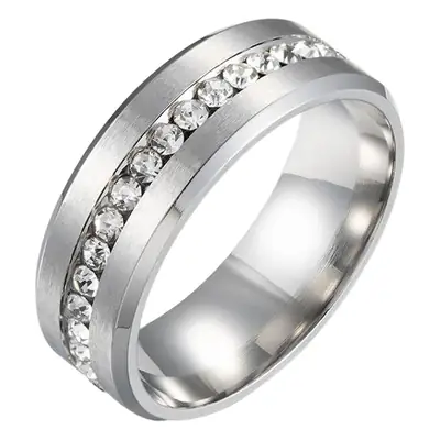 8mm Wide Single Row Full Diamond Zircon Ring