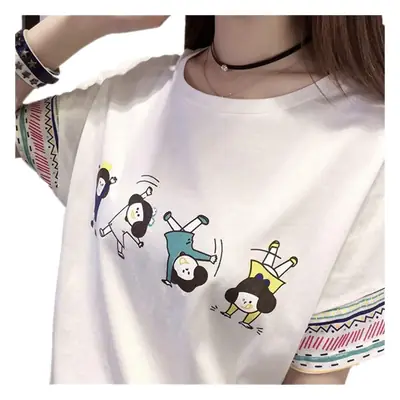 Women Pink Graphic T-Shirt 2025 Summer Loose Fit