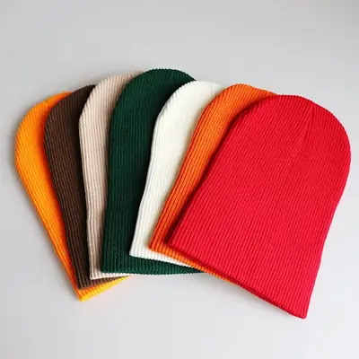 Yellow Knitted Wool Hat for Men Women Winter
