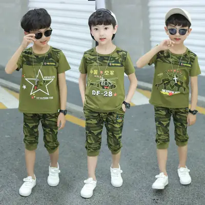 Boys Camo Summer Suit 2019 Korean Style