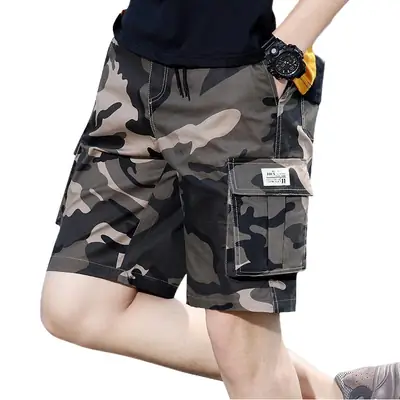 Men's Black Cargo Shorts with 4 Pockets Summer Wear